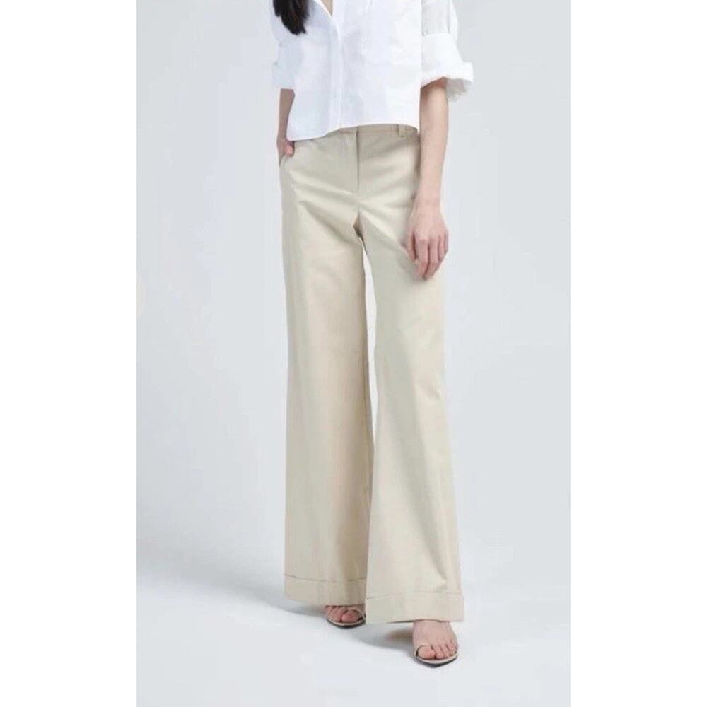 Women's High-Rise Wide Leg Pants in Light Beige